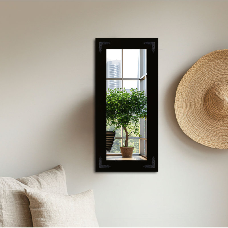 Heavner Flat Wall Mirror, Black, 29.5" H x 13.5" W