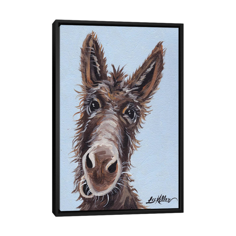 «Rufus The Donkey On Blue Grey» par Hippie Hound Studios, impression sur toile tendue, H 26 po x l 18 po x P 1,5 po