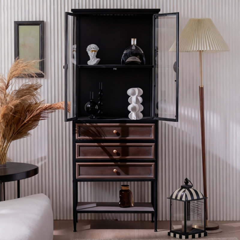 Retro Black Solid Wood Display Stand