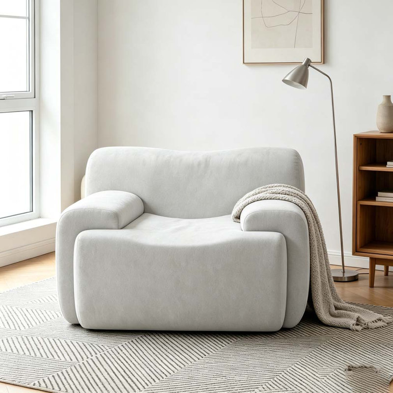 Chaise d'appoint moderne rembourrée, Beige