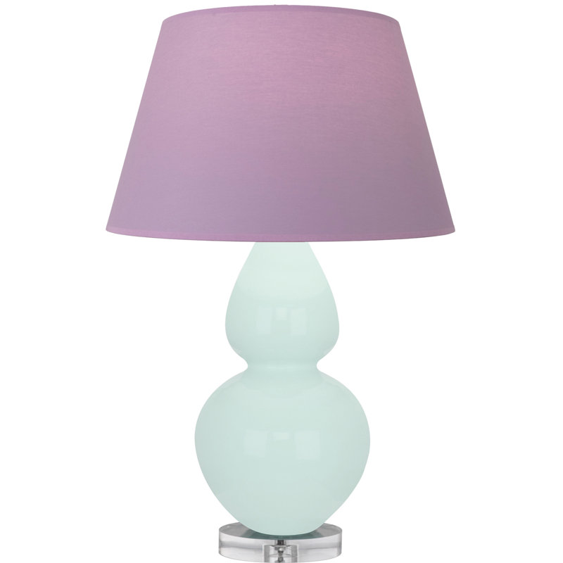 Double Gourd Table Lamp, Navy with Gray Lining, Sugar Plum Glazed/Silver