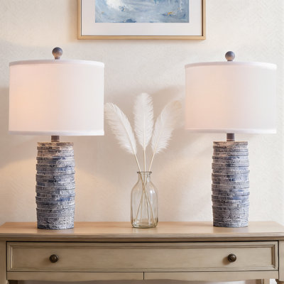  Middlebrooks 22.6" Farmhouse Resin Table Lamp with 3-Way Dimmable Light and USB Port for Living Room, Bedroom and Study
