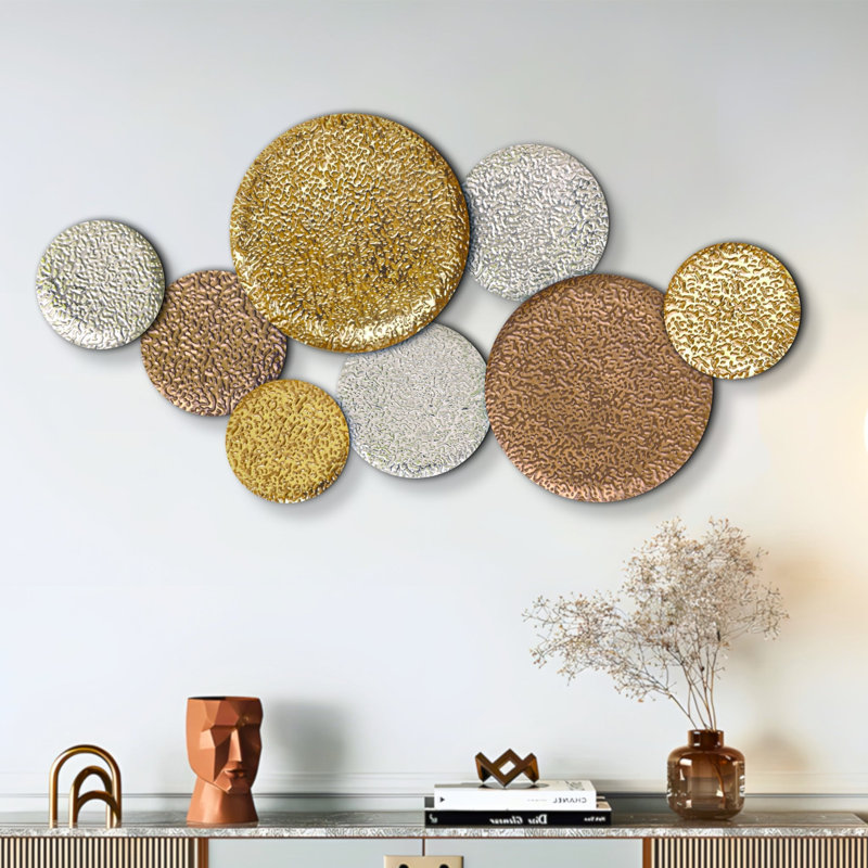 Grande décoration murale en métal pour le salon, brun, 43 pouces, 110 cm de large