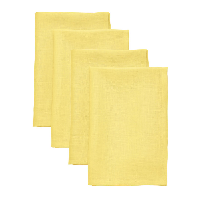 100% Pure Linen Dinner Napkins - Fete, Sunshine Yellow