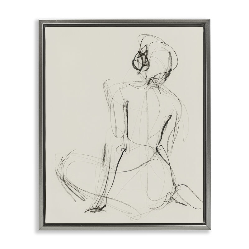 Art mural encadré "Nude figure Study" par Victoria Barnes, H 21 po x l 17 po, Cadre flottant métallique doré