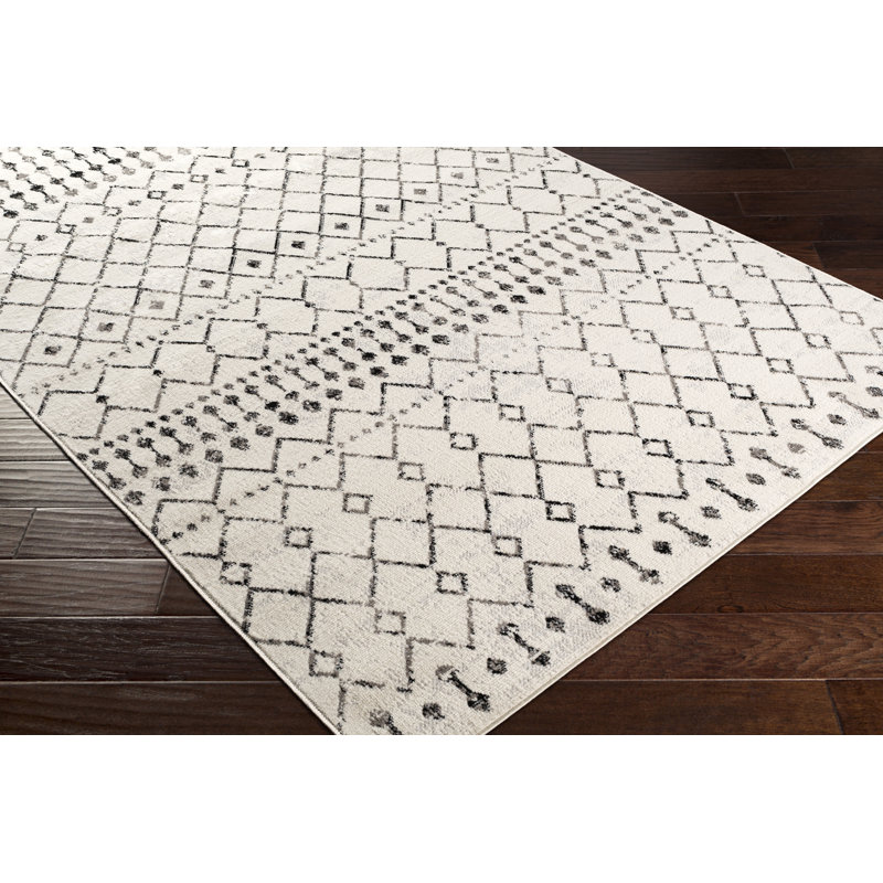 Tapis noir / ivoire Canisha Southwestern, Rond 6 pi 7 po