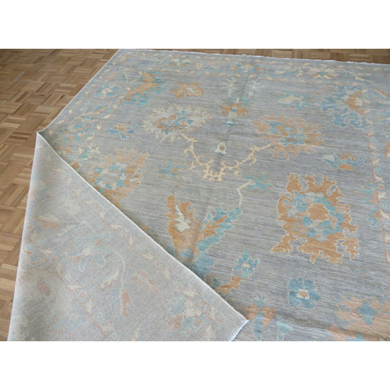 Tapis oriental gris Oushak noué à la main 8 pi 2 po x 10 pi 1 po C126A227BA864507A49D1AEFE652EB2F
