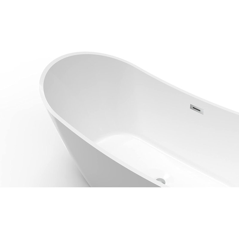 Freestanding Bathtub Acrylic Soaking Tub with Chrome Drain and Overflow, Compact Modern Bath for Bathroom Upgrade and Relaxing Home Spa Experience