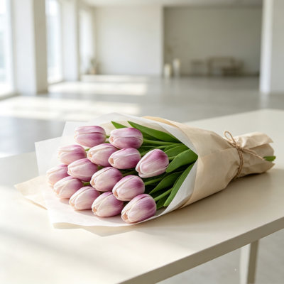 Ensemble de 10 tulipes artificielles blanches et violettes, effet tactile réaliste, accessoires de photographie de mariage, décoration intérieure (maison, hôtel) et séances photo.