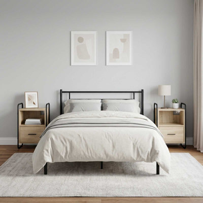 40 cm W Galvanised Steel Bedside Table