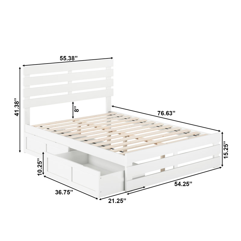 Bridport Slat Storage Bed, White, Full