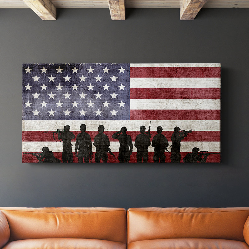 Drapeau du soldat - Toile tendue avec châssis - Prêt à accrocher, H 16 po x l 32 po