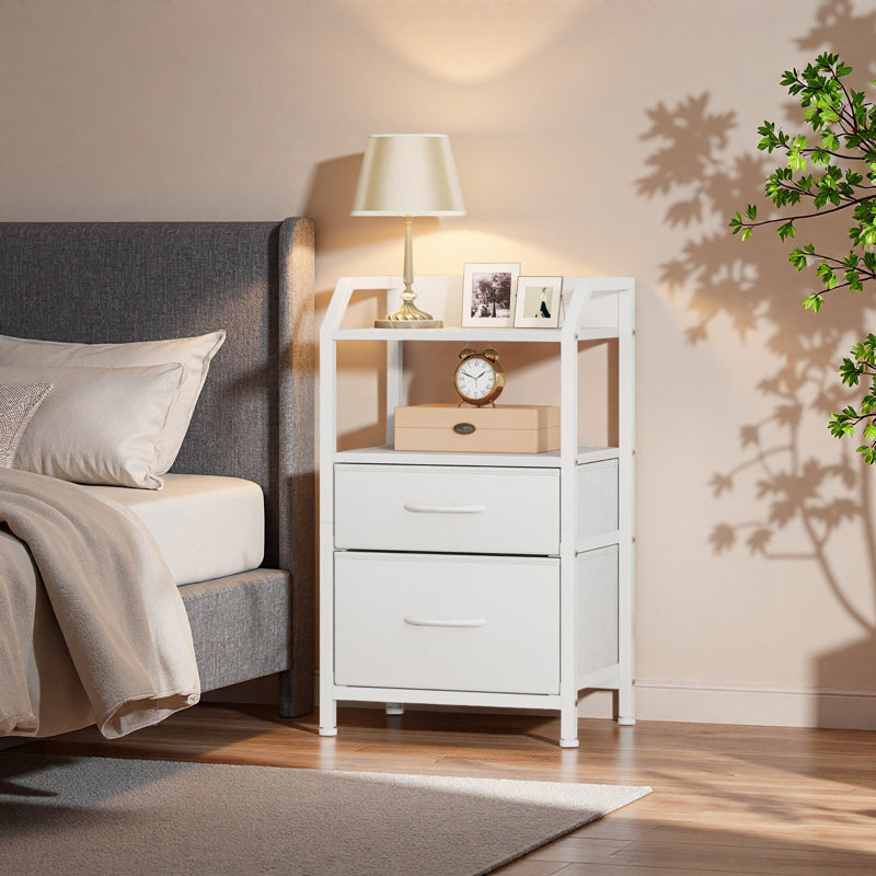 40cm W Bedside Table, White