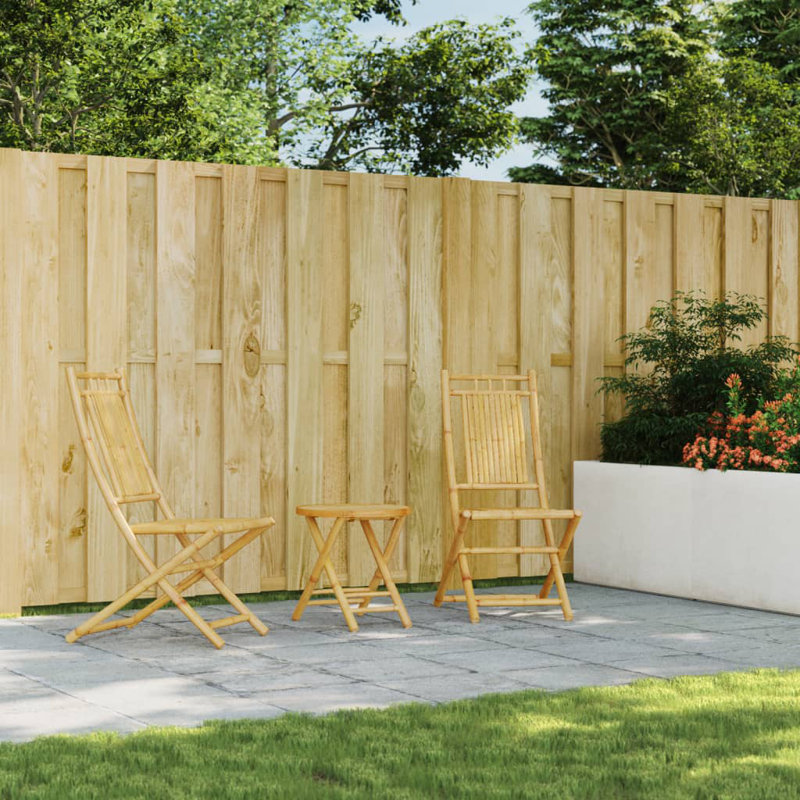 Vidaxl 3 Piece Bistro set bamboo, 45cm H x 45cm W x 45cm D.
