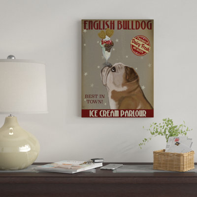 « english bouledogue ice crème », reproduction d’impression sur toile tendue