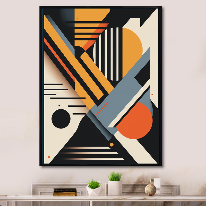 «Graphic Retro Compositions I», reproduction encadrée sur toile, Noir, L 12 po x H 20 po