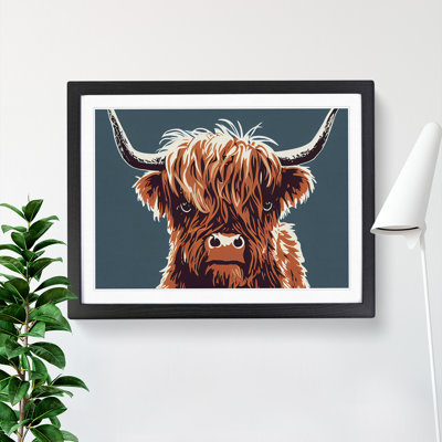 Groovy Highland Cow 1 Piece Single Picture Frame Wall Art