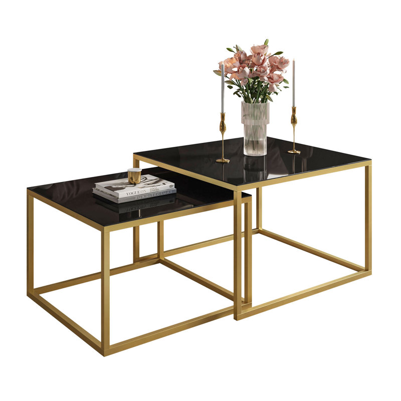 Wunibald Frame Coffee Table, Black, 70cm H x 130cm L x 41cm W