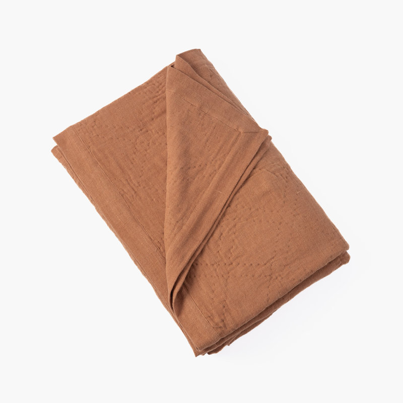 Courtepointe en lin Kyler, ocre, grand, Queen Quilt