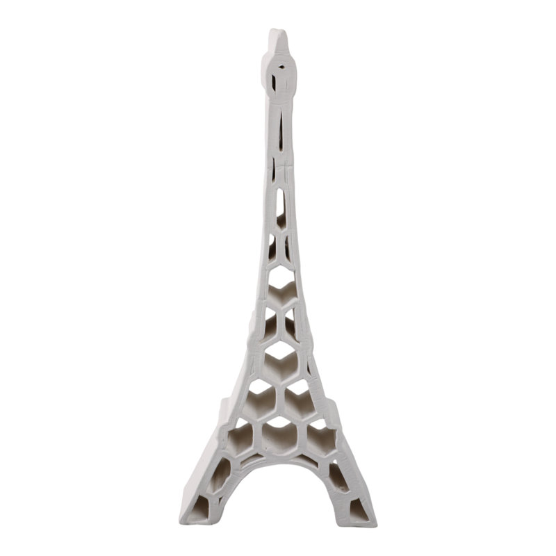 Decorative Object Porcelain Honeycomb Eiffel Tower Design For Home Office Bedroom Living Room - 14" Ivory