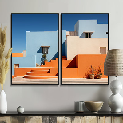 Paysage, architecture et vibrations I - art mural orange