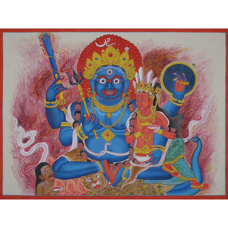 Newari assis Bhairava Kaumari (Thangka sans brocart)