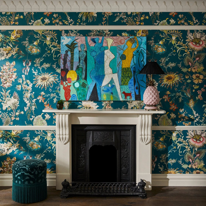 Flora Fantasia 9.84" L x 70.87" W Wallpaper Roll, Amber