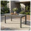 Table de salle à manger extensible en bois d'acacia avec trou pour parasol, extensible jusqu'à 79 pouces, finition gris foncé, forme rectangulaire