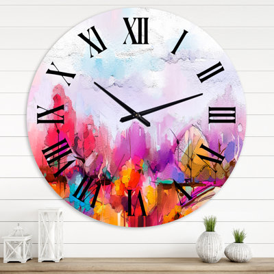 Rose champ et prairie - horloge murale moderne
