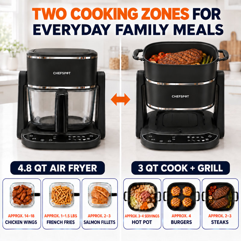 CHEFSPOT 4.8 qt. Basket Air Fryer, Black