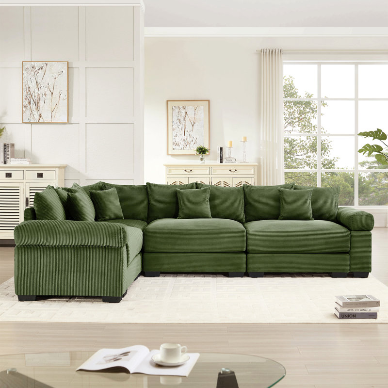 Canapé modulaire surdimensionné surdimensionné en nuage, canapé modulaire convertible avec accoudoirs très larges à assise profonde, 13 coussins décoratifs en velours côtelé de qualité supérieure, conception ergonomique, assemblage facile, pour les salons