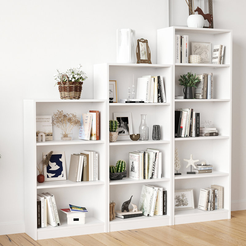 Meydan Standard Bookcase, White, (4 Shelves) 55.9” H x 24.5” W x 12” D