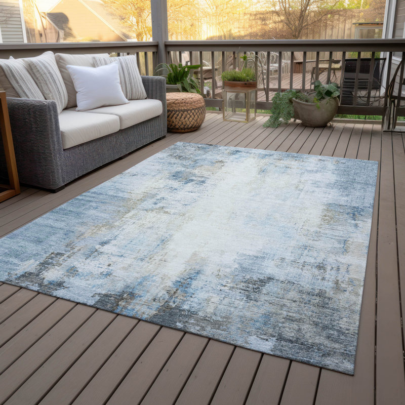 Tapis moderne lavable à la machine intérieur / extérieur Eva ACN2171, Rectangle 8' x 10'