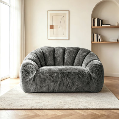 Giant Bean Bag Chair, Oversized Bean Bag Sofa For Adults, Faux Fur  Loverseat Couch,Stuffed Accent Bean Bag