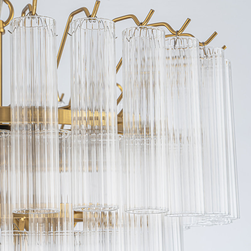 Lustre en verre nervuré à 9 lumières Organique