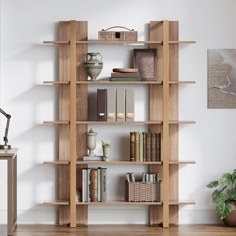 Exilorme 70.86" H x 47.24" W 5-Tier Manufactured Wood Etagere Bookcase
