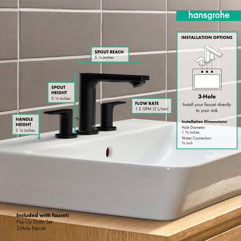 Robinet pour salle de bain Rebris E, Noir mat