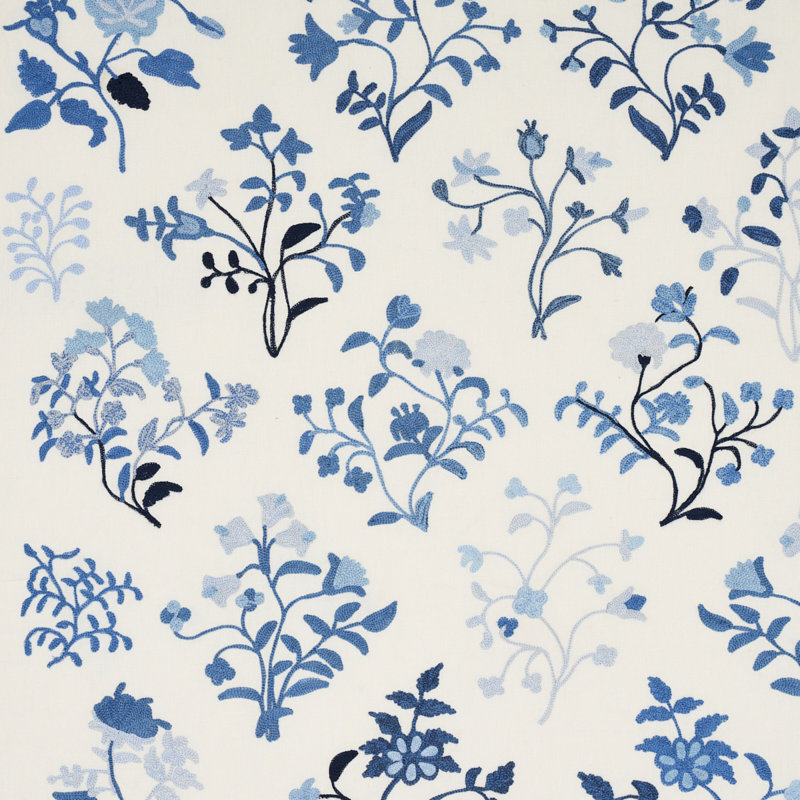 Raleigh Crewel Embroidery Fabric, Cornflower