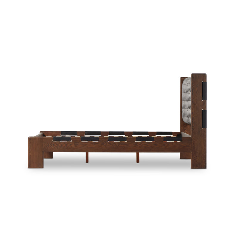 Halston Leather Bed, King, Terra Brown/Ash