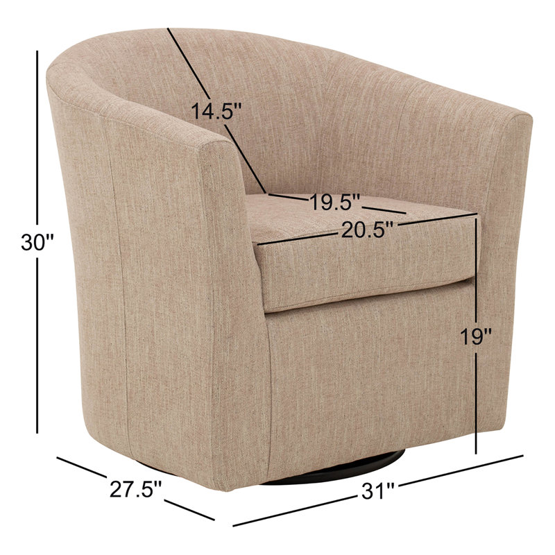 Bozanka 31'' Wide Swivel Barrel Chair, Hapden Blush Pink 100% Polyester