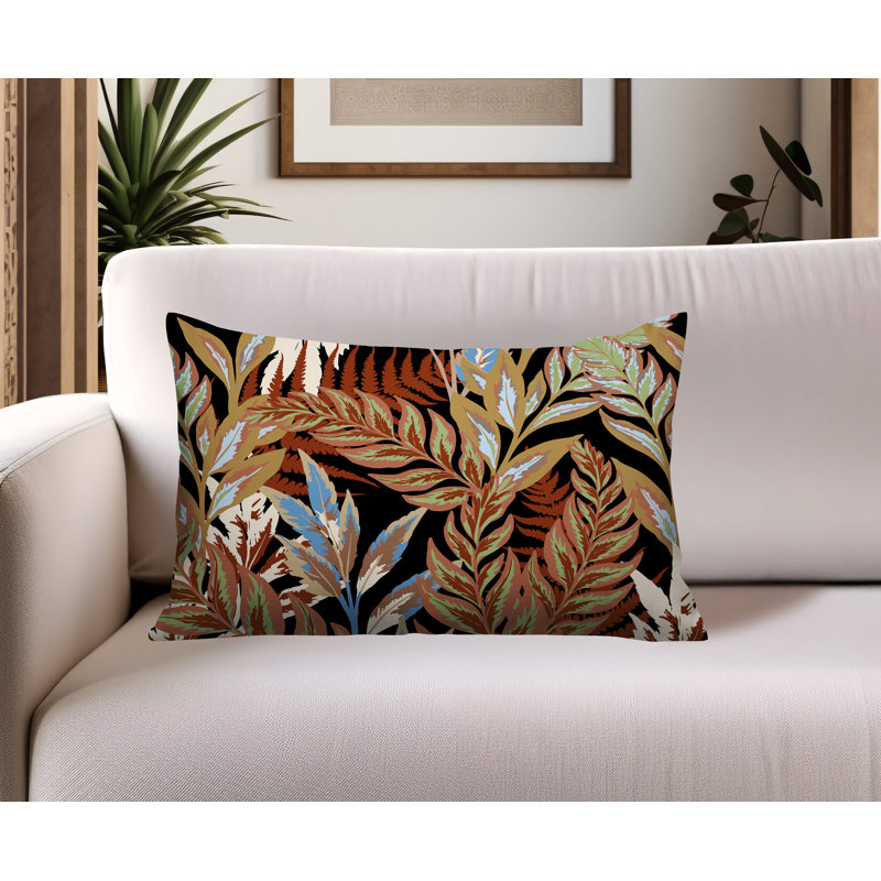Oreiller rectangulaire réversible intérieur / extérieur Keanu, Rectangle H 18 po x l 25 po, Noir