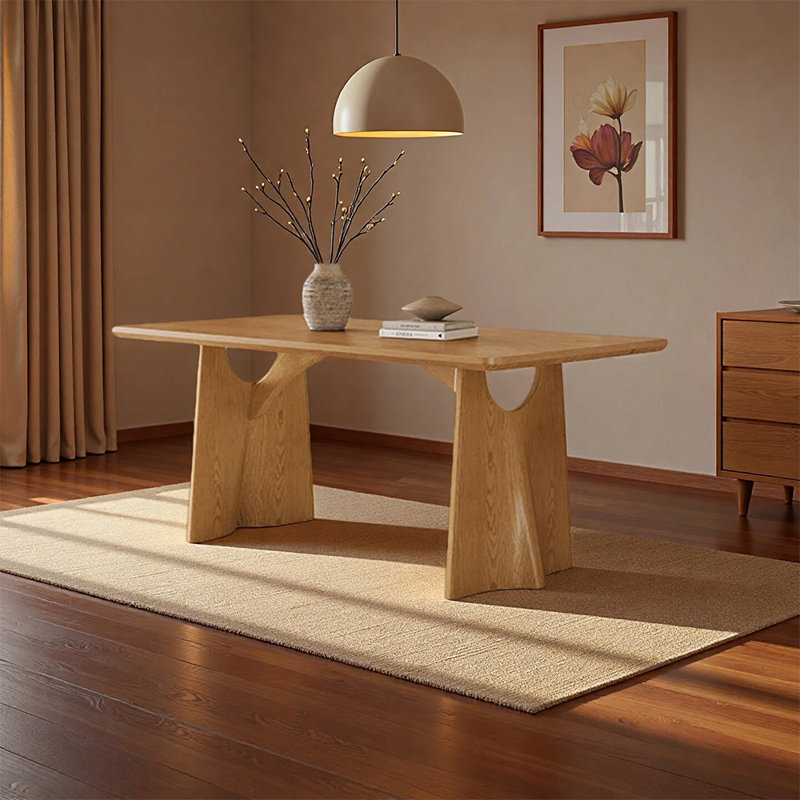 Bundella Modern rectangular desktop durable dining table, 29.52"H x 55.11"L x 31.49"W