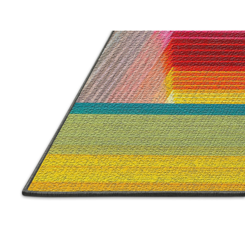 Tapis bleu Rainbow 60, Rectangle 5 pi x 7 pi