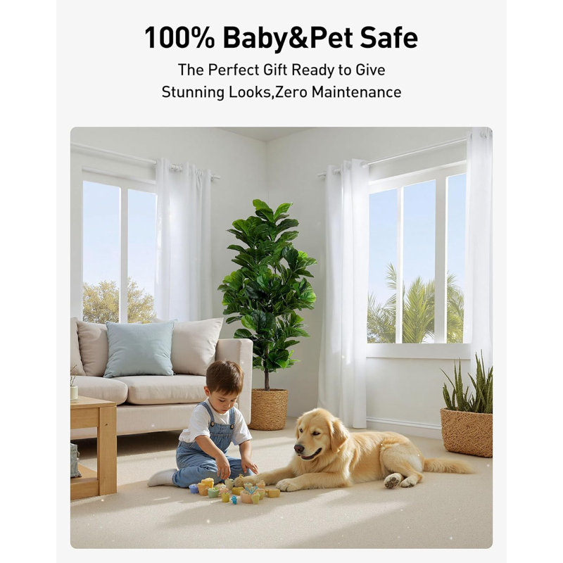 72" Artificial Fiddle Leaf Fig Tree, Set of 1