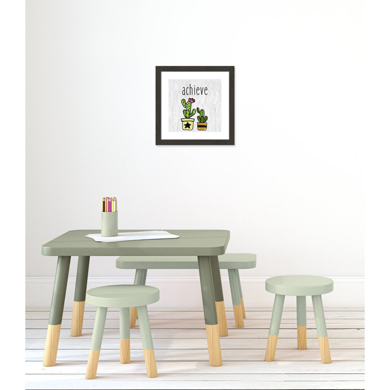 Impression sur papier Cacti C, Encadré plat à grain de bois noir, H 16 po x l 16 po x P 0,6 po