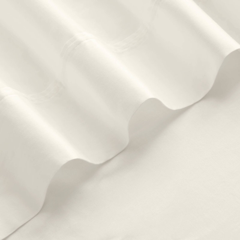 100% Egyptian Cotton Off-White Sateen 2-Piece Standard Sham Pillowcase Set, Off White, Standard Sham