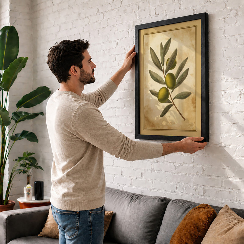 Olive Branch Study Botanical - Framed Print, Unframed, A3 - 42.0 x 29.7 cm