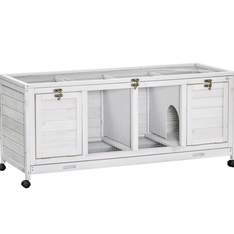 Cage en bois avec portes et cloisons accessibles, grise pour l'intérieur et l'extérieur