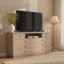 Commode 8 tiroirs pour chambre à coucher, meuble télé pour commode l 75,3 po pour téléviseur de 75 pouces, organisateur de tiroir en bois très épais avec station de charge pour chambre à coucher, salon, couloir, chêne blanc