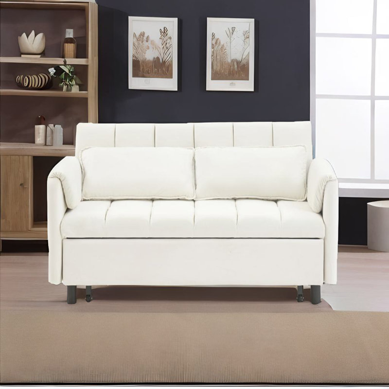 Causeuse moderne en velours, Beige